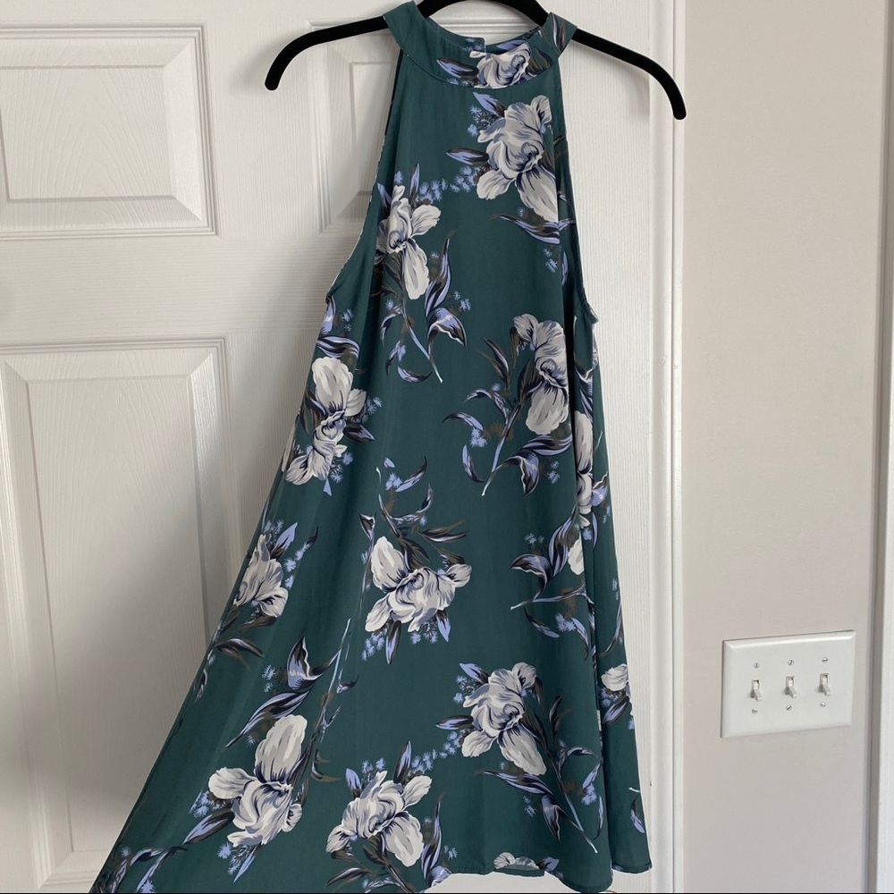 Teal & White Floral Sleeveless Dress - Tobi